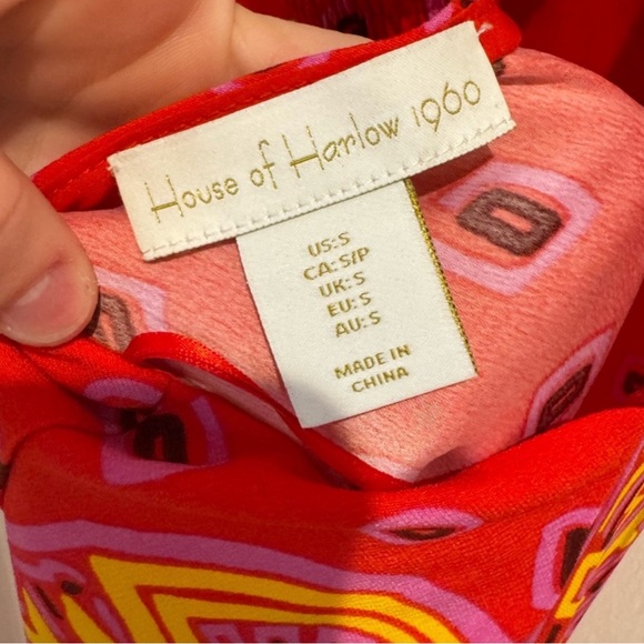 House Of Harlow 1960 Red Tiki Banana Print Sleeveless Beaded Midi Dress Size S - Picture 10 of 10